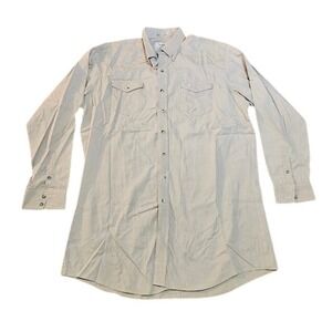 Longhorn Vintage Button Up Shirt Men XL Tall Beige Western Cowboy Long Sleeve